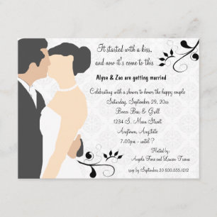 Started With A Kiss White Bridal Shower Invitation