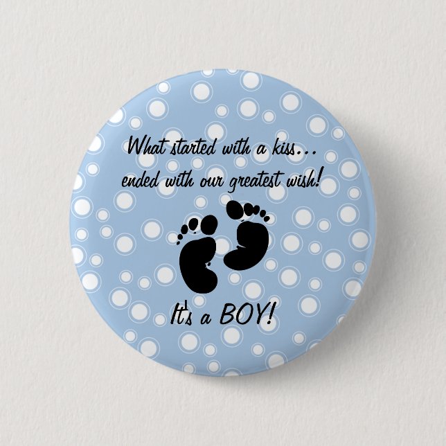 Started With A Kiss Wish Blue Custom 6 Cm Round Badge (Front)