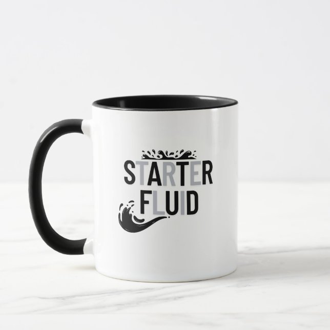 STARTER FLUID Fun Modern Trendy Typography Quote Mug (Left)