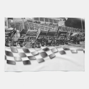 Starting Lineup Winged Sprint Cars Tea Towel