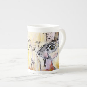 Startled Hare bone china mug