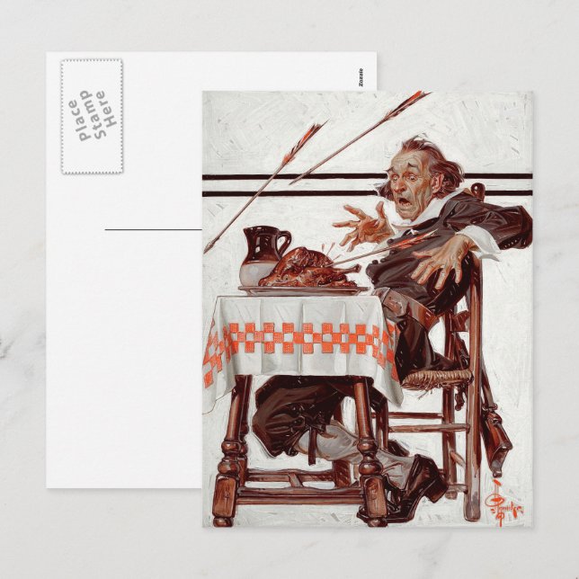 Startled Pilgrim. Humourous Thanksgiving Postcards (Front/Back)