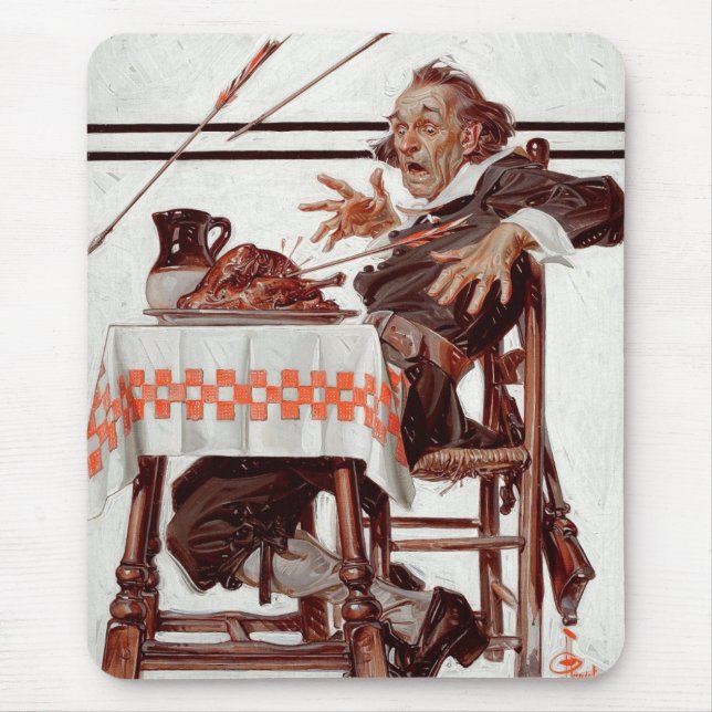 Startled Pilgrim. Vintage Art Gift  Mouse Mat (Front)