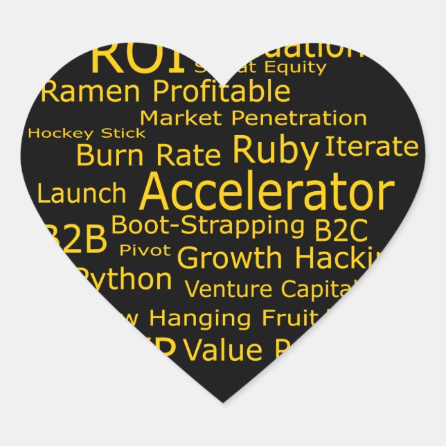 Startup Business Jargon Cloud Heart Sticker (Front)