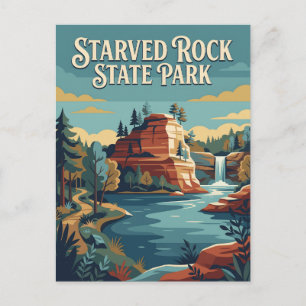 Starved Rock Illinois Canyon Retro Vintage Poster Postcard