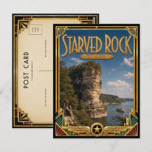 Starved Rock Illinois Vintage Art Deco Golden Age Postcard