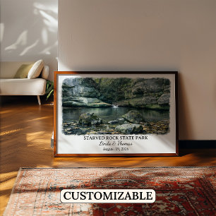 Starved Rock State Park Illinois Poster, Watercolo Poster