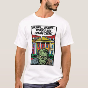 Starving at the Summit: No Brains Pop-Art Zombie T-Shirt