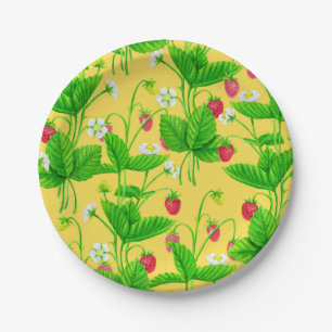 Starwberry garden on yellow paper plate