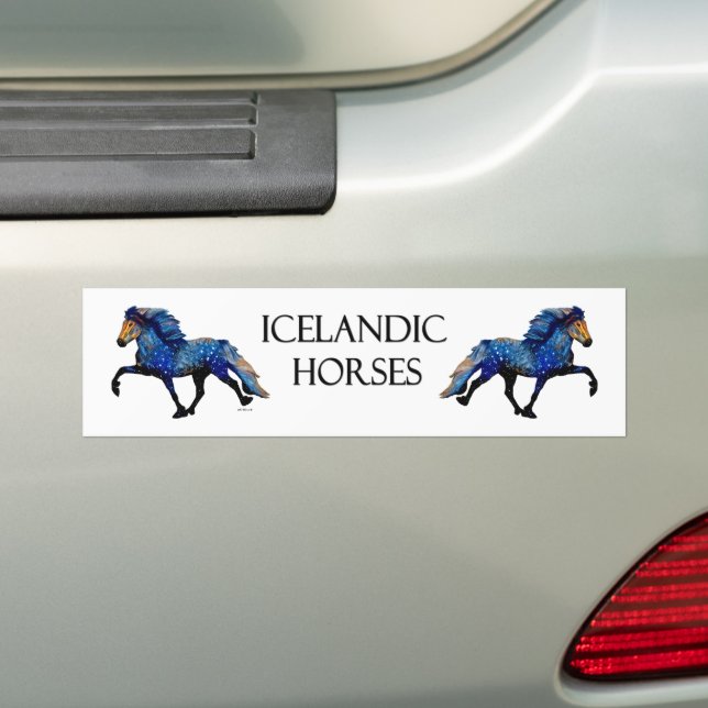 Stary Night Charismatic Tolting Icelandic horse Bumper Sticker (On Car)