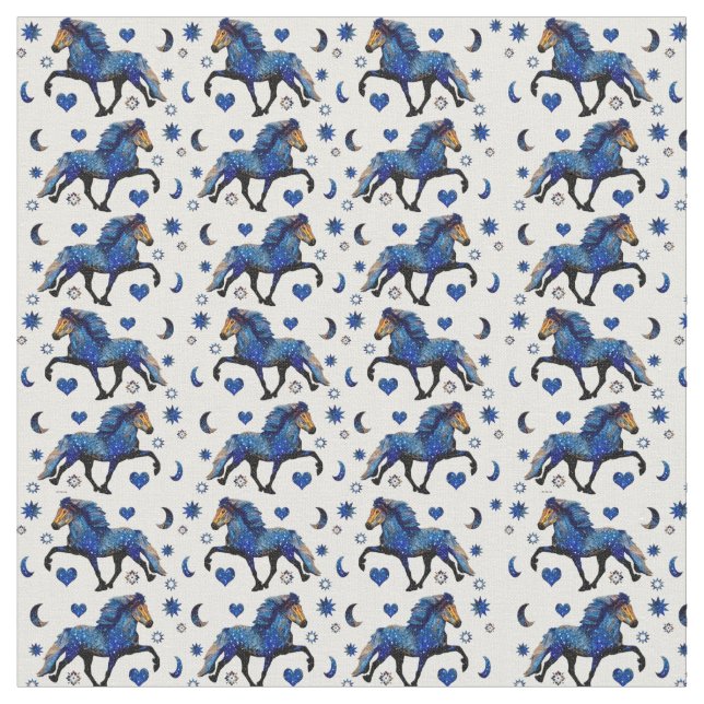 Stary Night Charismatic Tolting Icelandic horse Fabric (Close Up)