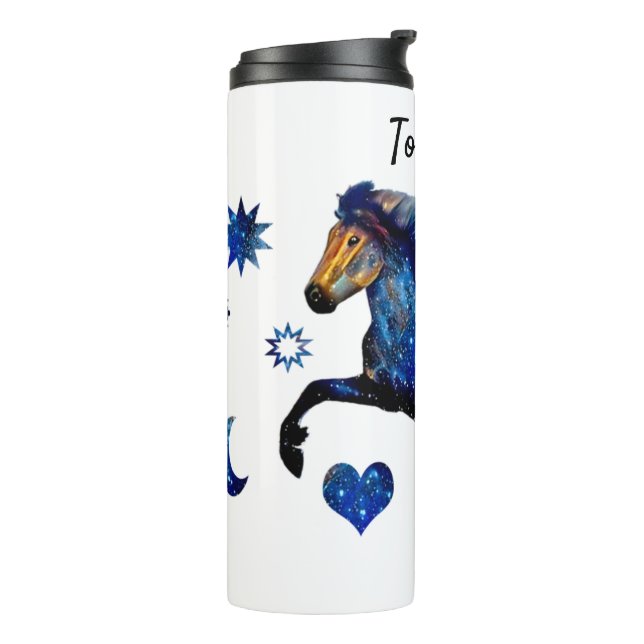 Stary Night Charismatic Tolting Icelandic horse Thermal Tumbler (Rotated Left)
