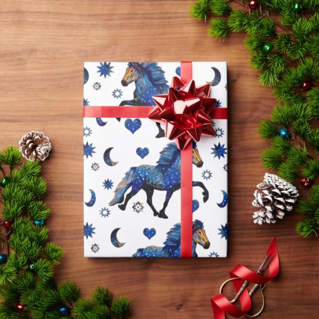 Stary Night Charismatic Tolting Icelandic horse Wrapping Paper (Holiday Gift)
