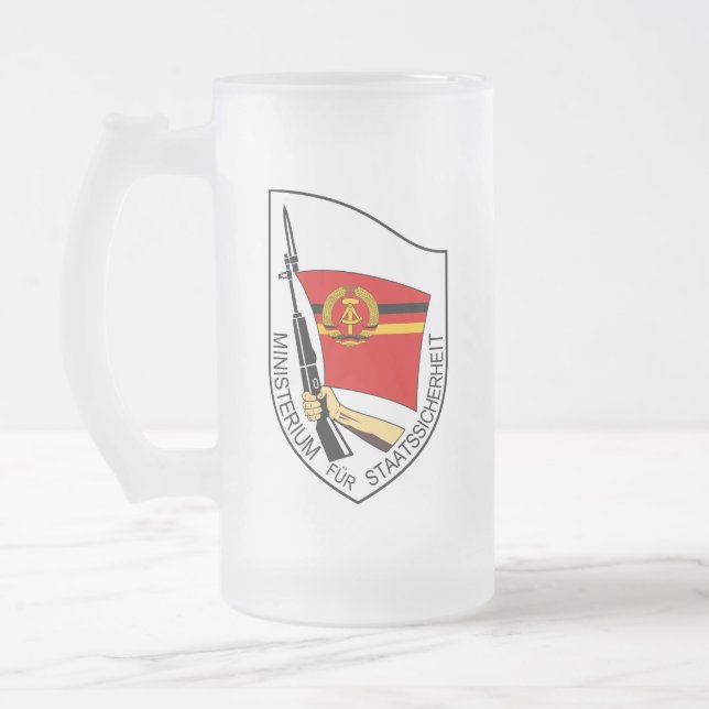 Stasi - DDR (Deutsche Demokratische Republik) Frosted Glass Beer Mug (Left)
