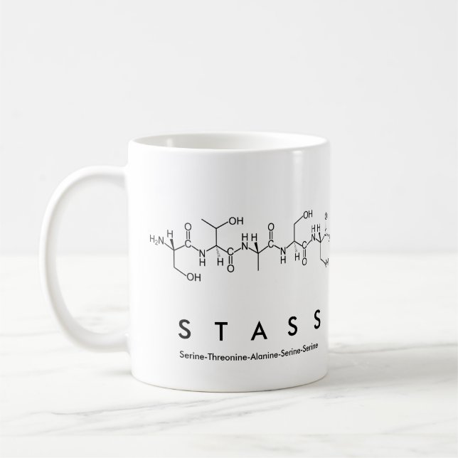 Stass peptide name mug (Left)