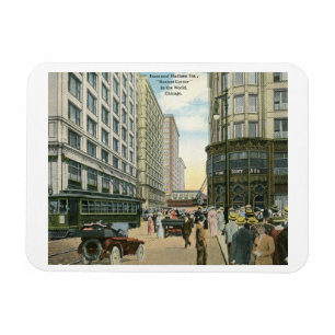 State and Madison Streets, Chicago 1916 Vintage Magnet