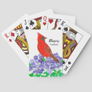 State Bird of Illinois Souvenir Cardinal Violets Playing Cards