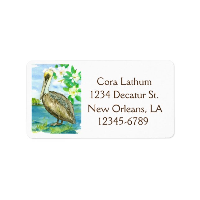 State Bird of Louisiana Pelican Return Address Label (Front)
