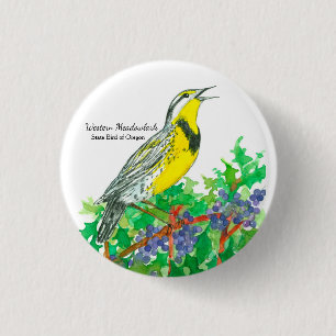 State Bird of Oregon Meadowlark Watercolor 3 Cm Round Badge