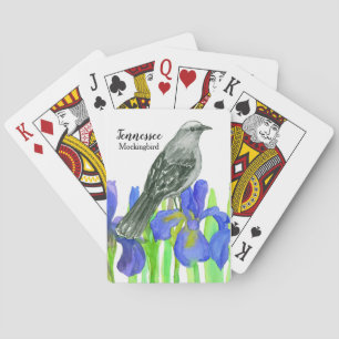 State Bird of Tennessee Mockingbird Iris Flower Playing Cards