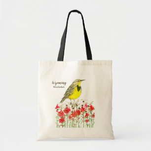 State Bird of Wyoming Meadowlark Watercolor Tote Bag
