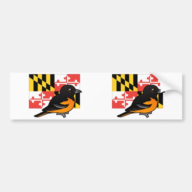 State Birdorable of Maryland: Baltimore Oriole Bumper Sticker (Front)