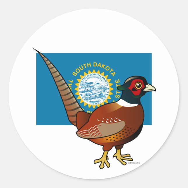 State Birdorable of South Dakota: Common Pheasant Classic Round Sticker (Front)