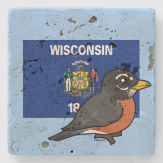 State Birdorable of Wisconsin: American Robin Stone Coaster
