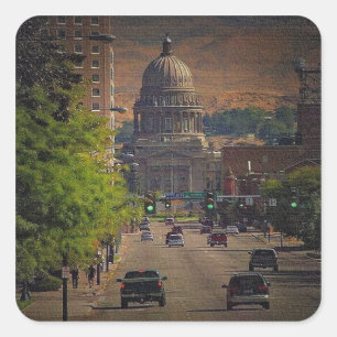 State Capital  in Boise, Idaho Square Sticker