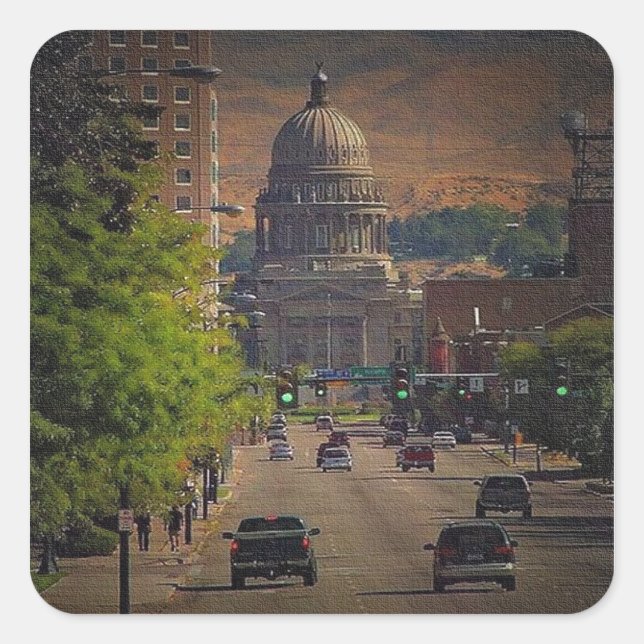 State Capital  in Boise, Idaho Square Sticker (Front)