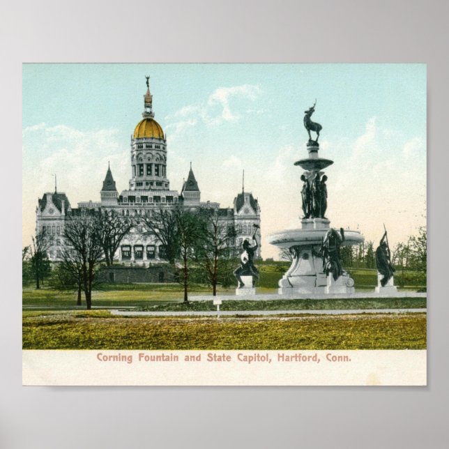 State Capitol, Hartford CT 1907 Vintage Poster (Front)