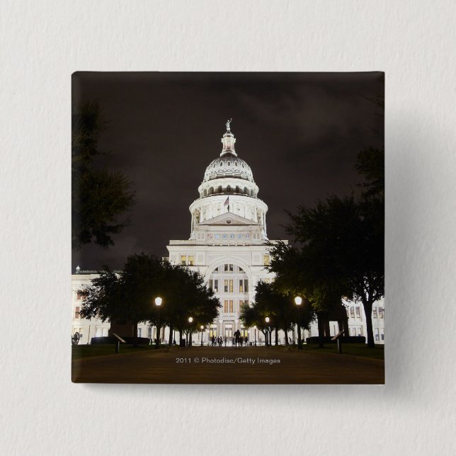 State Capitol of Austin, Texas at Night 15 Cm Square Badge (Front)