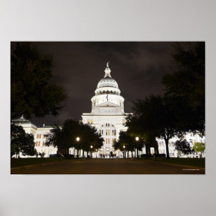 State Capitol of Austin, Texas at Night Poster