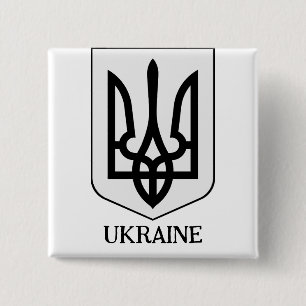 State Coat of Arms of Ukraine Minimalist Art 15 Cm Square Badge