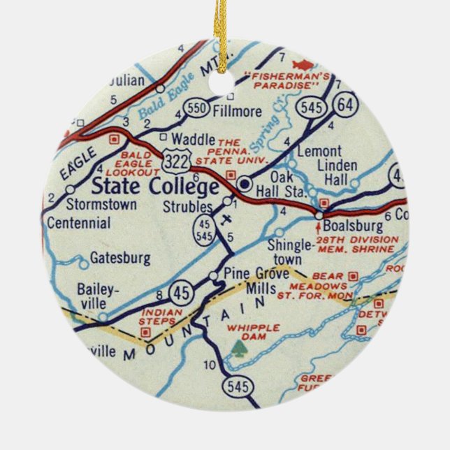 State College PA Ceramic Tree Decoration (Back)