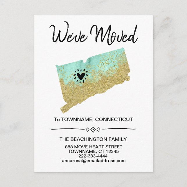 *~* STATE CONNECTICUT ||  New Address - Moving Announcement Postcard (Front)