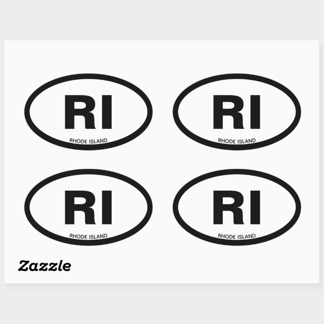 State Customisable Two Letter White Oval RI Oval Sticker (Sheet)