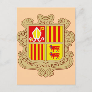 State Emblem of Andorra Historic Co-Principality Announcement Postcard