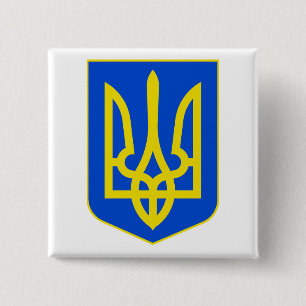 State Emblem of Ukraine Golden Trident Fine Art 15 Cm Square Badge