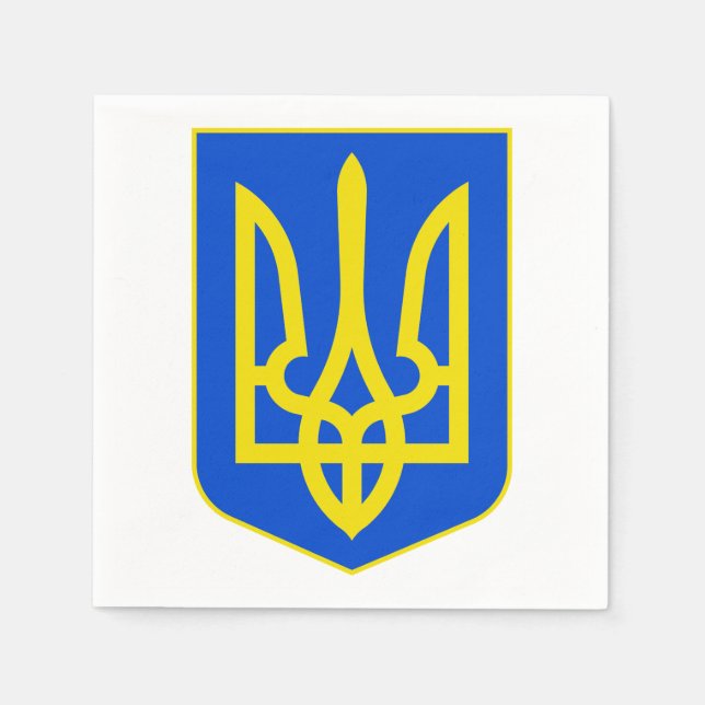 State Emblem of Ukraine Golden Trident Fine Art Napkin (Front)