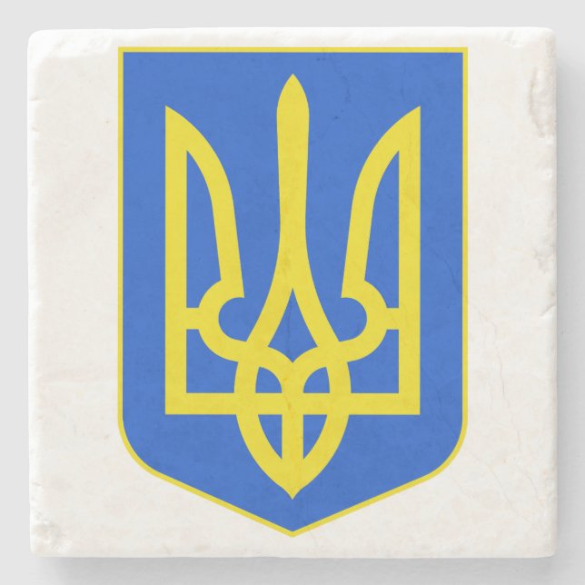 State Emblem of Ukraine Golden Trident Fine Art Stone Coaster (Front)