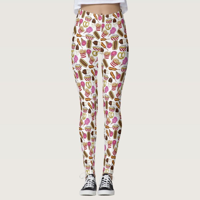 State Fair Carnival Food Nachos Cotton Candy Leggings (Front)