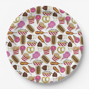State Fair Carnival Food Nachos Cotton Candy Paper Plate