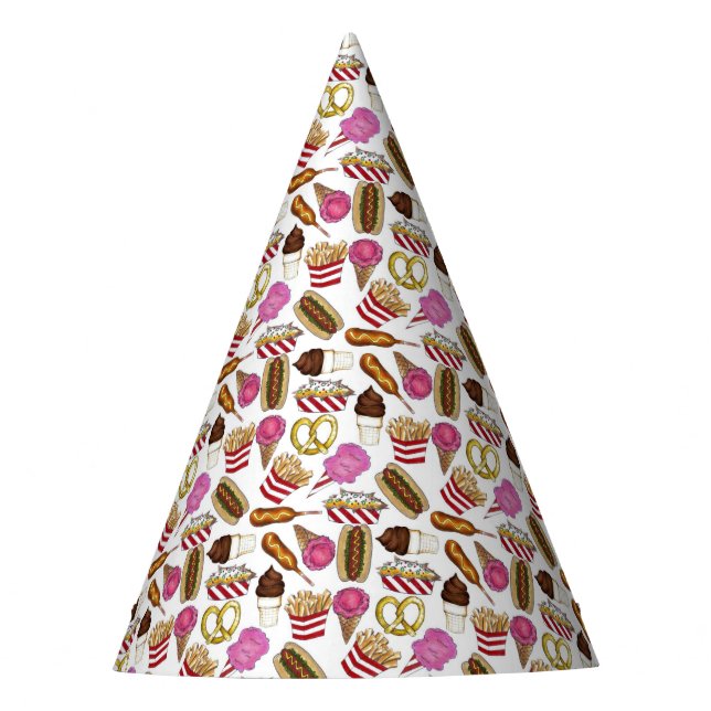 State Fair Carnival Food Nachos Cotton Candy Party Hat (Front)