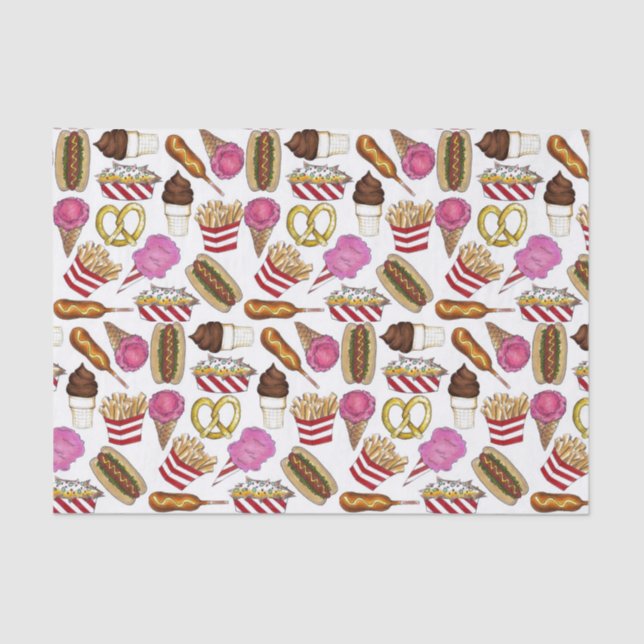 State Fair Carnival Food Nachos Cotton Candy Tissue Paper (Front)