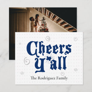 State Flag Blue Cheers Y'all Photo Holiday Card