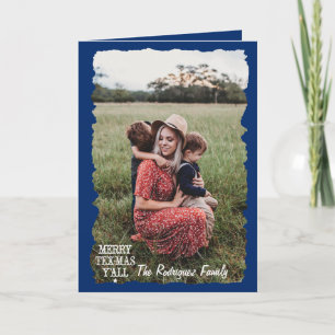 State Flag Blue Merry Tex-Mas Y'all Photo Card