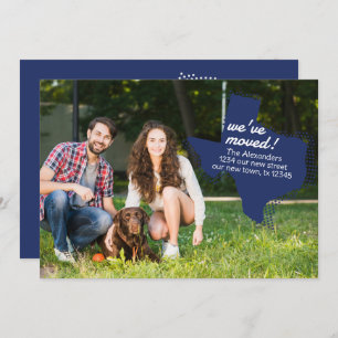 State Flag Blue We've Moved - Dotted Texas Moving Announcement