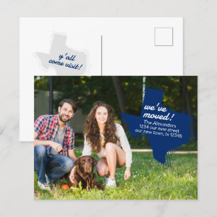State Flag Blue We've Moved - Dotted Texas Moving Postcard
