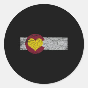 State Flag Colorado Heart Rocky Mountains Skiing A Classic Round Sticker